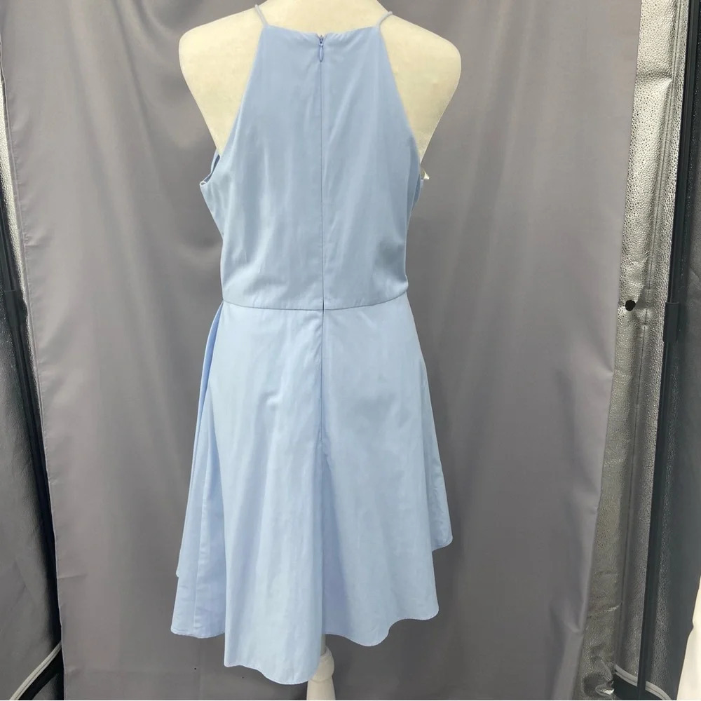 J.O.A. Sleeveless Baby‎ Blue Asymmetrical Faux Wrap Dress Size Medium - Picture 6 of 9